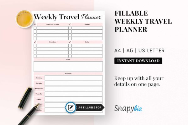 Weekly Travel Planner Feature Image Weekly travel printable planner
