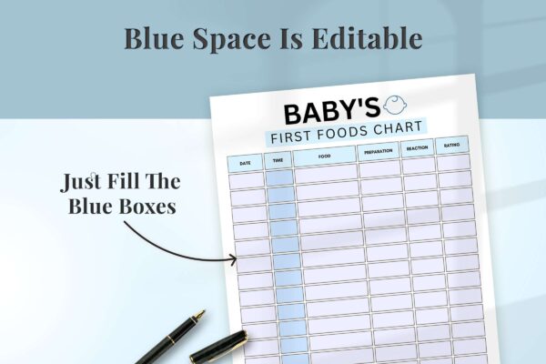 Fillable baby food printable planner (copy)