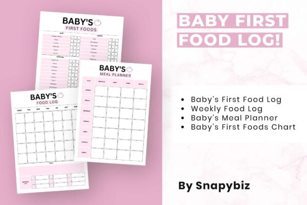 Fillable baby food printable planner