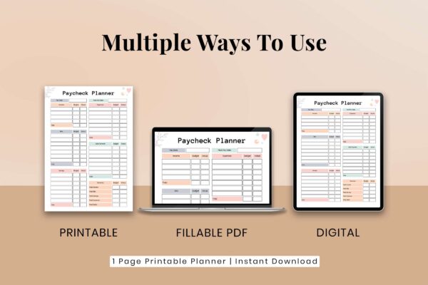 Boho Paycheck Planner Feature Image 3 Paycheck budget printable planner