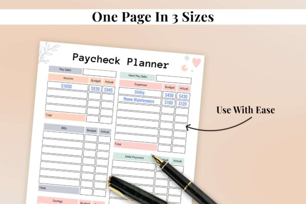 Boho Paycheck Planner Feature Image 4 Paycheck budget printable planner