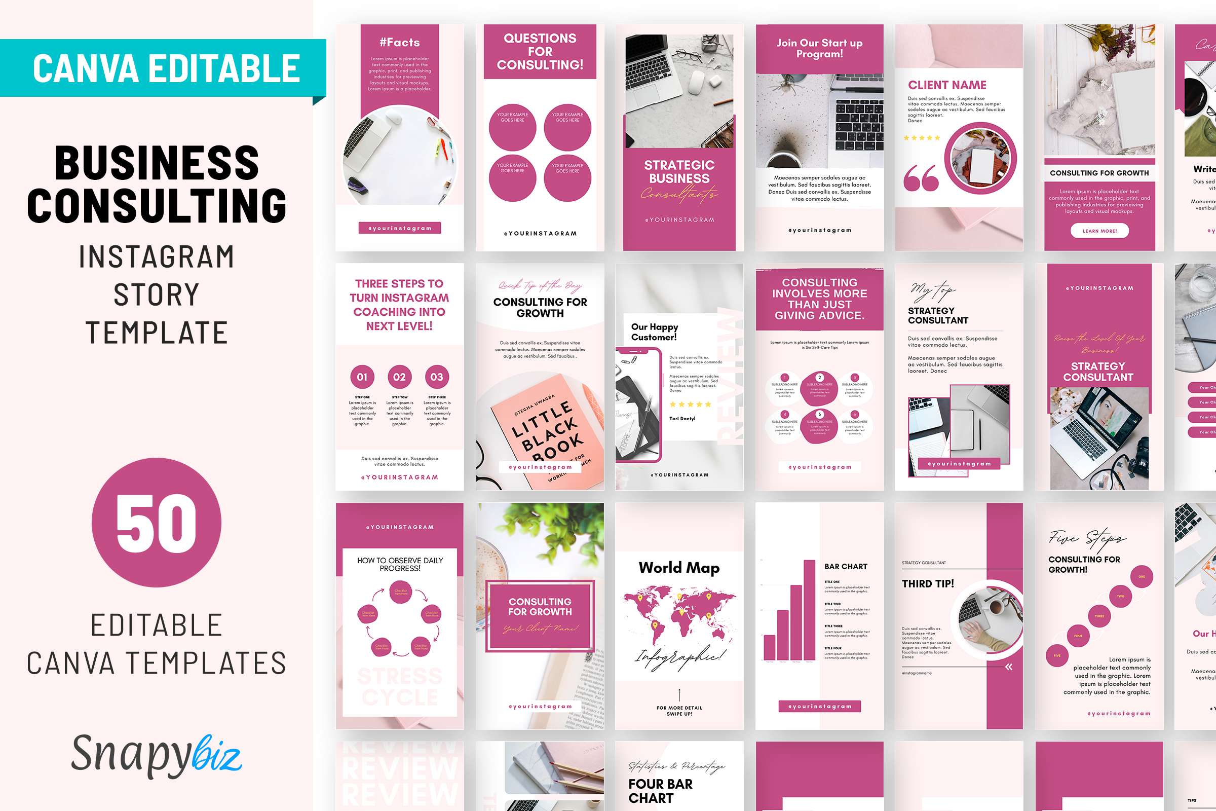 Business Consulting Instagram Story Templates 1 Business consultant instagram canva story templates