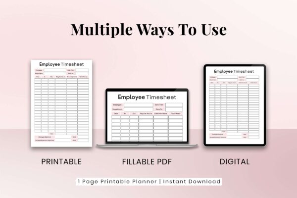 Fillable employee timesheet printable