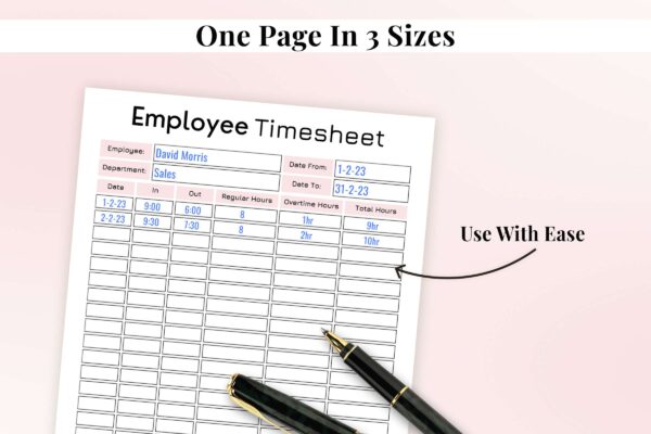 Fillable employee timesheet printable