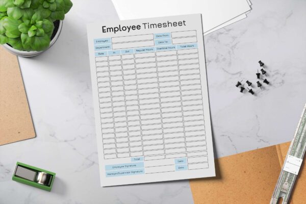 Fillable employee timesheet printable planner pdf