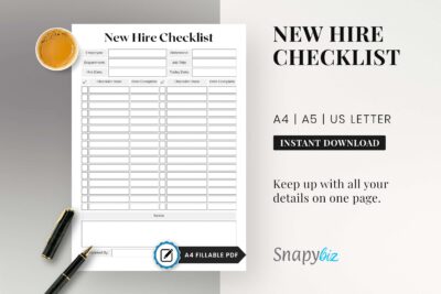 fillable new hire checklist printable