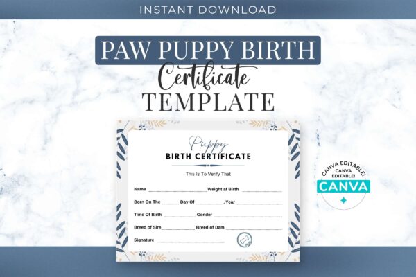 Paw Puppy Birth Certificate Template Feature Images 1 Breeder birth forms | puppy birth record sheet