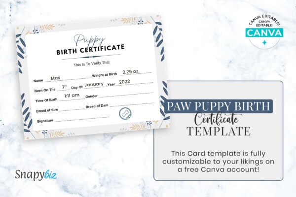 Paw Puppy Birth Certificate Template Feature Images 5 Breeder birth forms | puppy birth record sheet