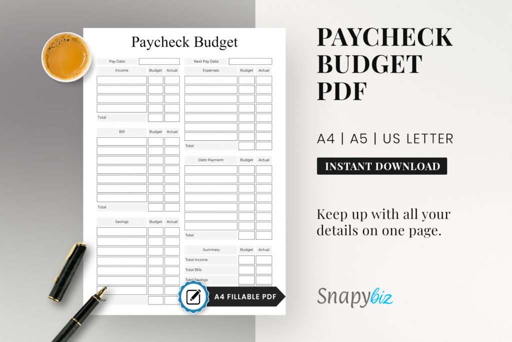 weekly paycheck printable planner