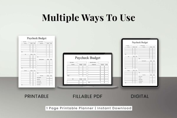 Paycheck Budget Pdf Feature Image 3 Weekly paycheck printable planner