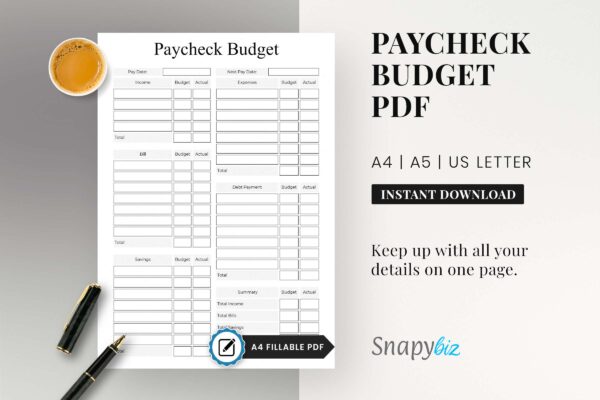 Paycheck Budget Pdf Feature Image Weekly paycheck printable planner