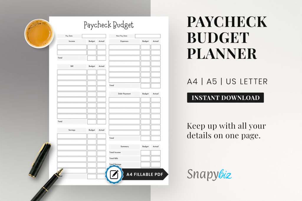 weekly paycheck printable planner