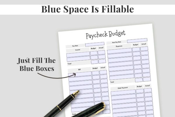 Weekly paycheck printable planner