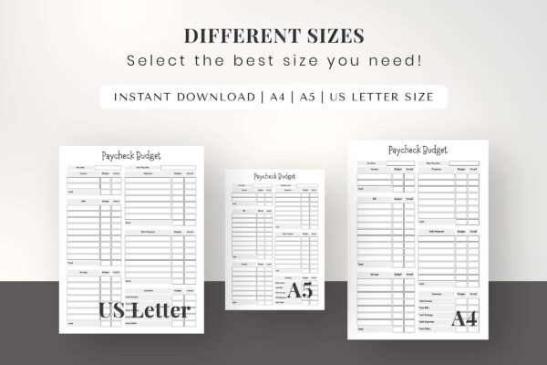 Weekly paycheck printable planner