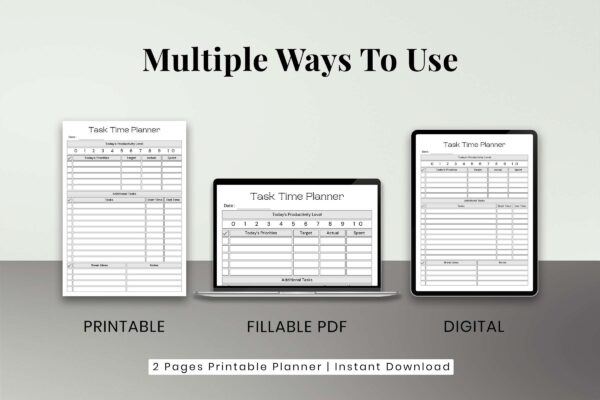 Printable pomodoro planner