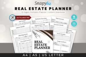 Real Estate Agent Planner Printable | SnapyBiz