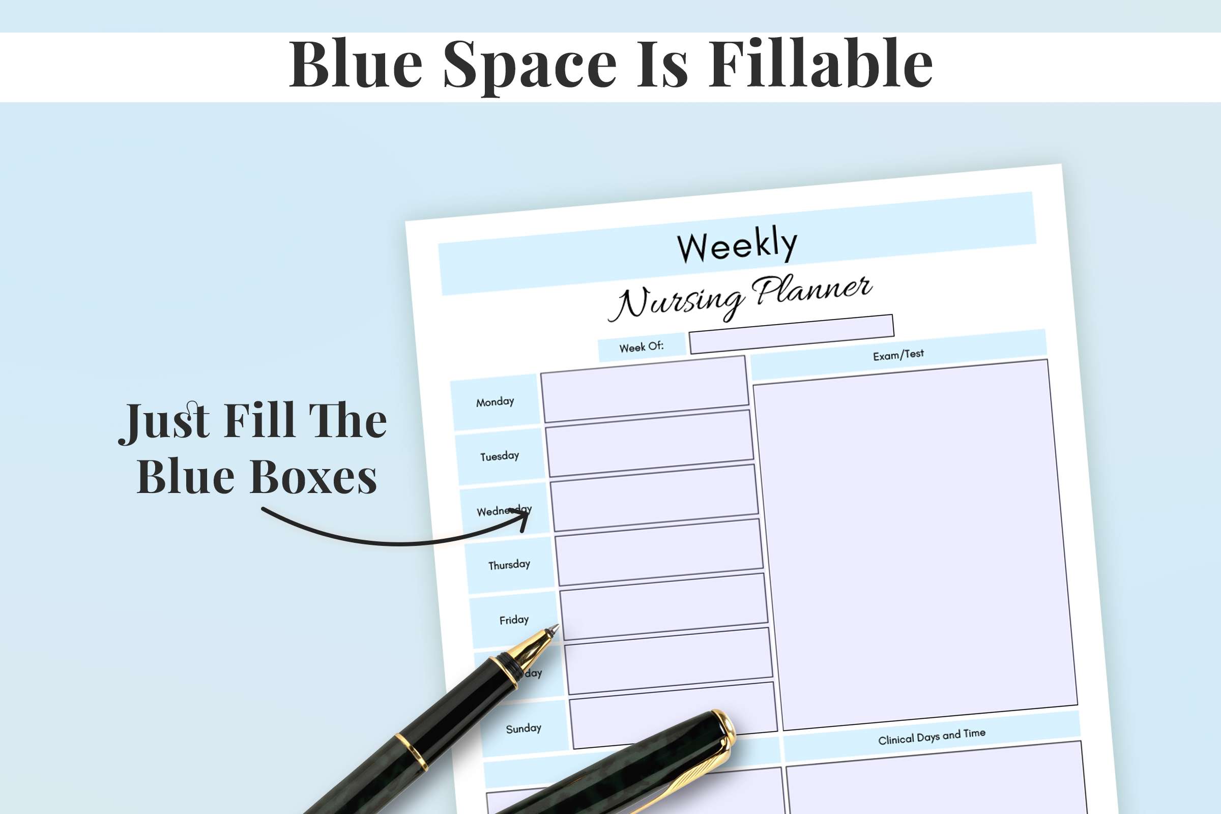 Weekly Nursing School Printable Planner