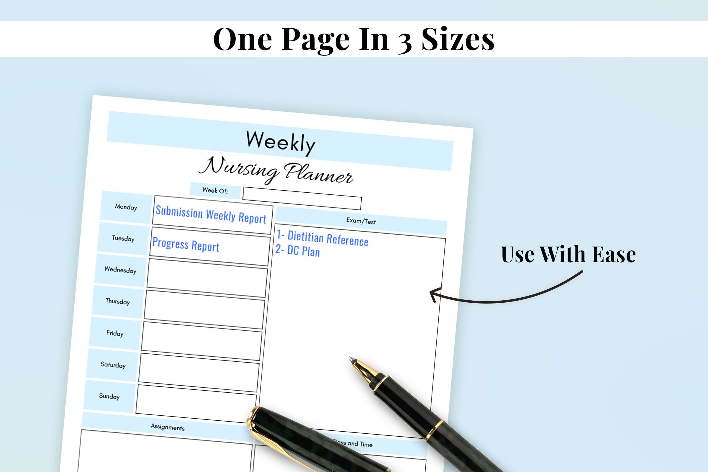 Weekly Nursing School Printable Planner