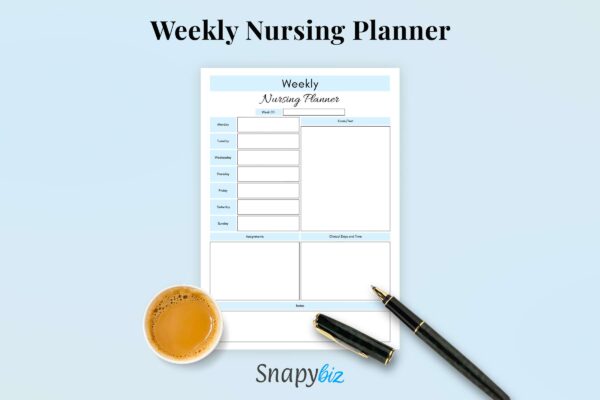 Weekly nursing school printable planner
