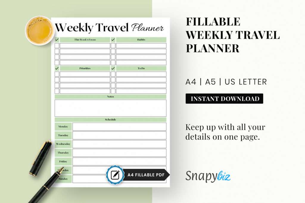 weekly roadtrip printable planner pdf