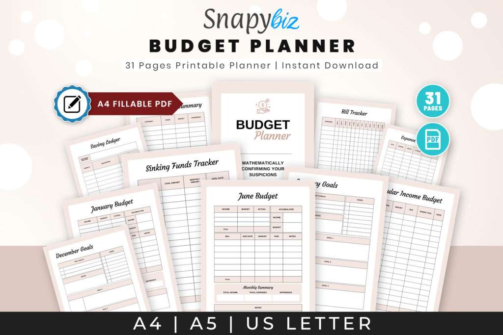 fillable budget printable planner pdf