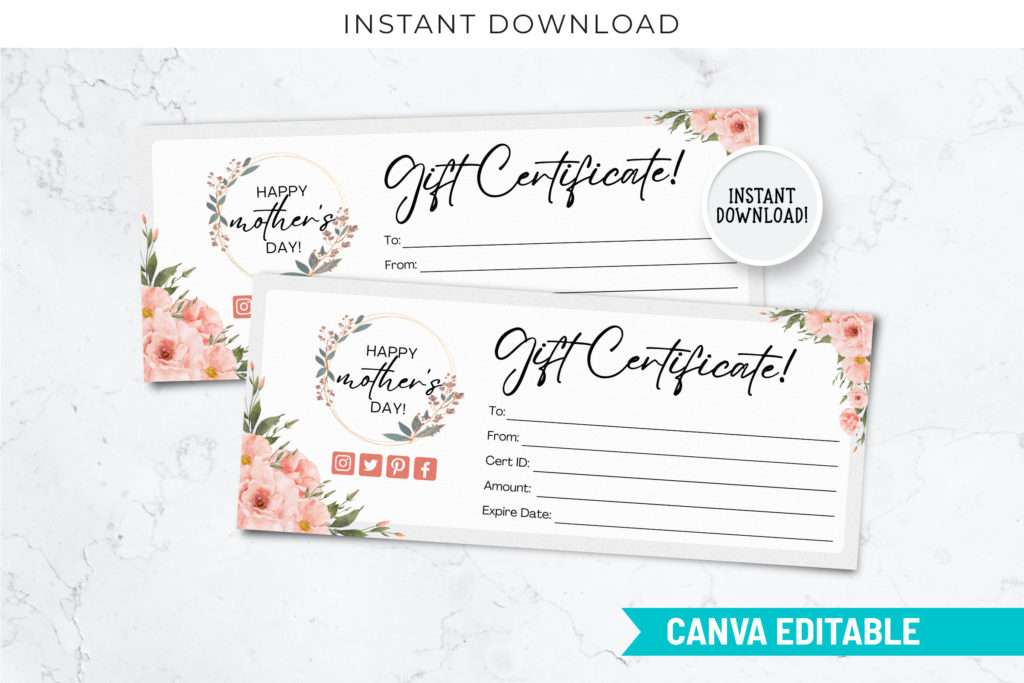 editable gift certificate for mothers