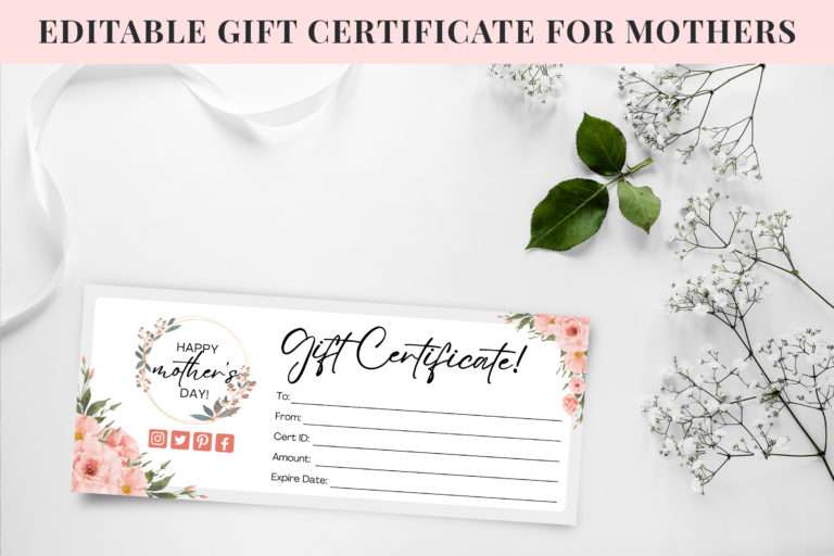 Editable Gift Certificate For Mothers | SnapyBiz