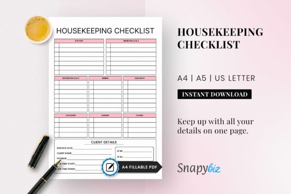 Housekeeping Checklist Printable Feature Image 1 1 Airbnb cleaning checklist pdf, printable checklist