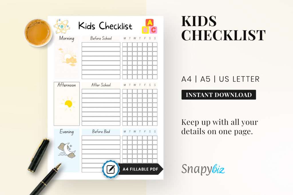 printable checklist for kids