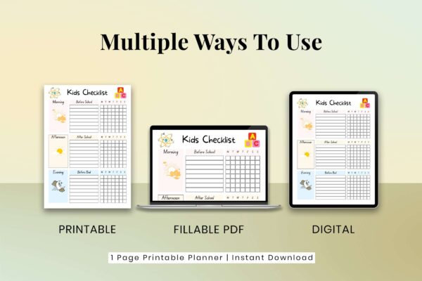 Printable checklist for kids