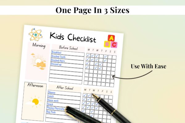 Printable checklist for kids