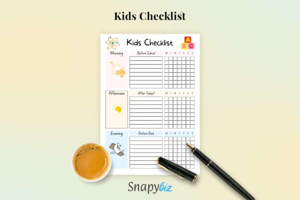 Printable Checklist For Kids | SnapyBiz
