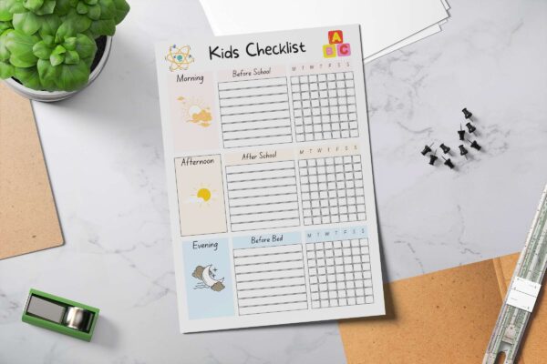 Printable checklist for kids