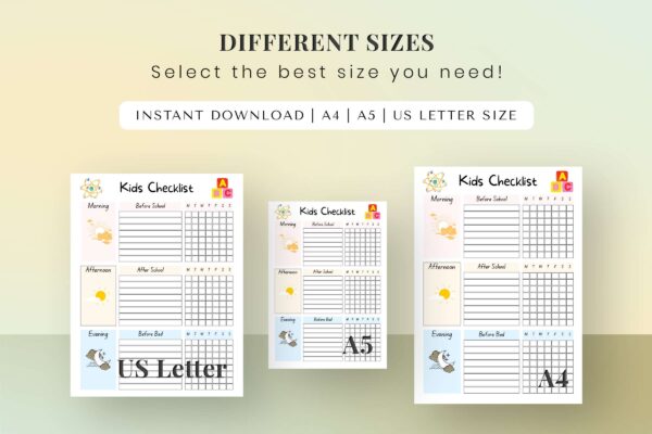 Printable checklist for kids