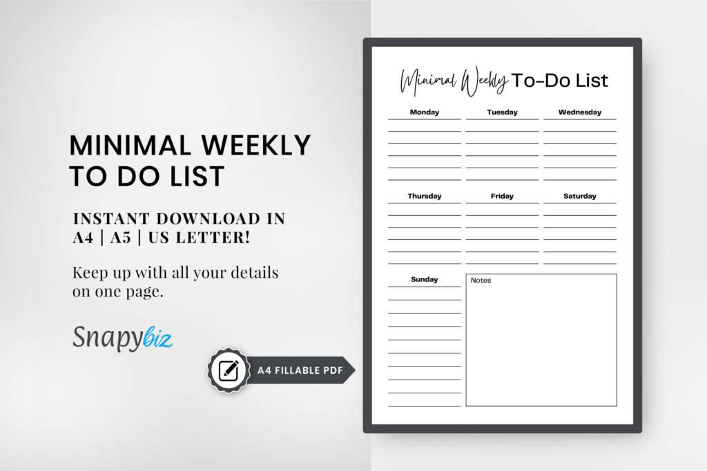 weekly to do list printable planner pdf