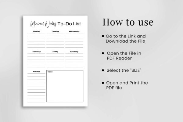 Weekly to do list printable planner pdf