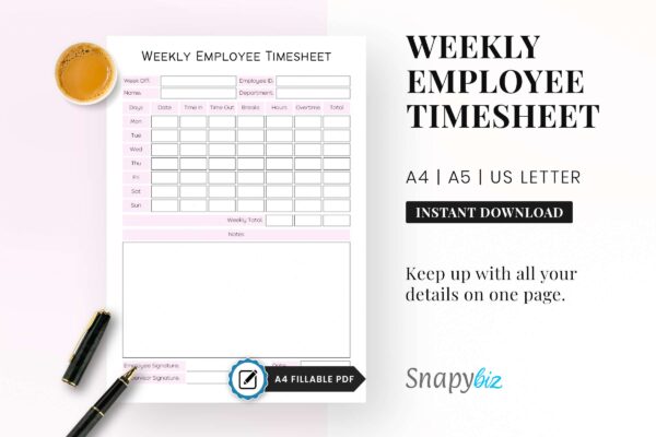 Weekly Employee Timesheet Feature Image 10 Time tracking worksheet