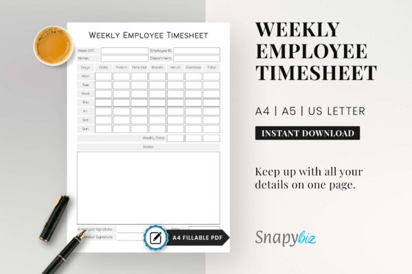 Weekly Employee Timesheet Feature Image 11 Printable employee timesheet