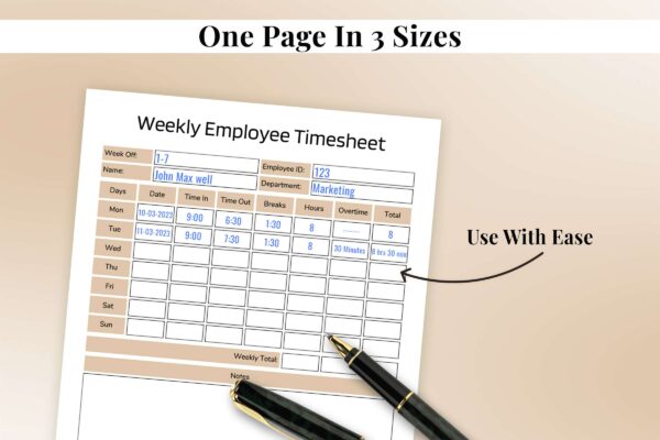 Weekly Employee Timesheet Feature Image 4 Time tracking worksheet for employees