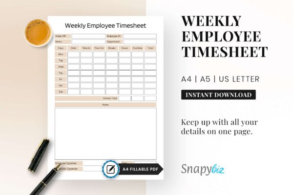 Weekly Employee Timesheet Feature Image Time tracking worksheet for employees