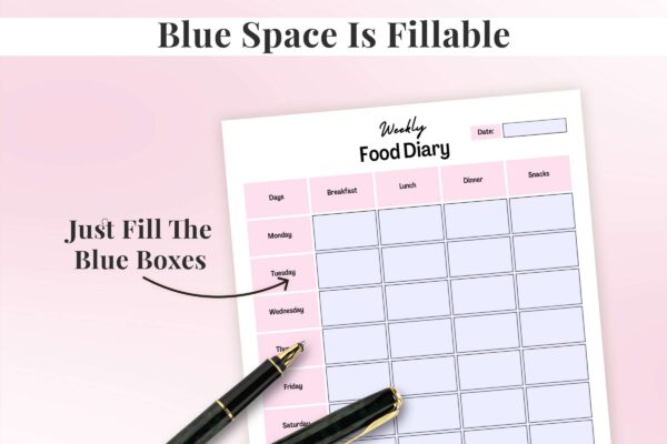 Weekly Food Diary Feature Image 2 1 Weekly food planner, food diary, food tracker