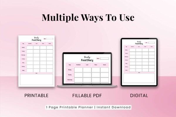 Weekly Food Diary Feature Image 3 1 Weekly food planner, food diary, food tracker