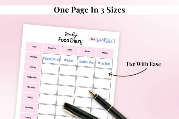 Weekly Food Diary Feature Image 4 1 Weekly food planner, food diary, food tracker