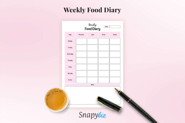 Weekly Food Diary Feature Image 5 1 Weekly food planner, food diary, food tracker