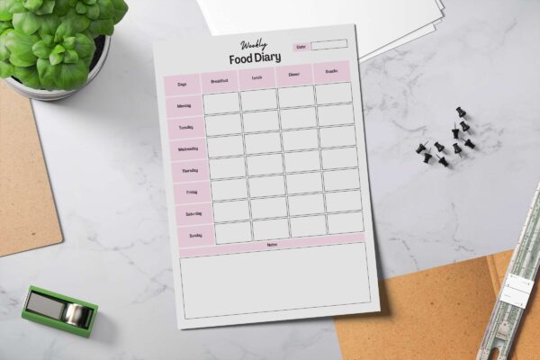 Weekly Food Diary Feature Image 8 1 Weekly food planner, food diary, food tracker