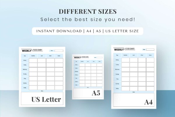 Weekly Food Diary Feature Image 9 Weekly food printable planner, food diary, food tracker
