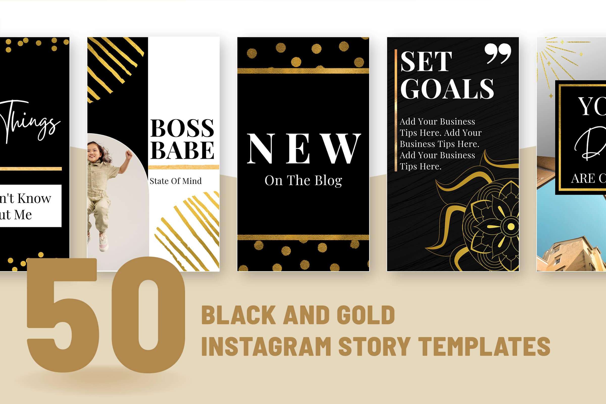 Black & Gold Instagram Canva Story Template | SnapyBiz