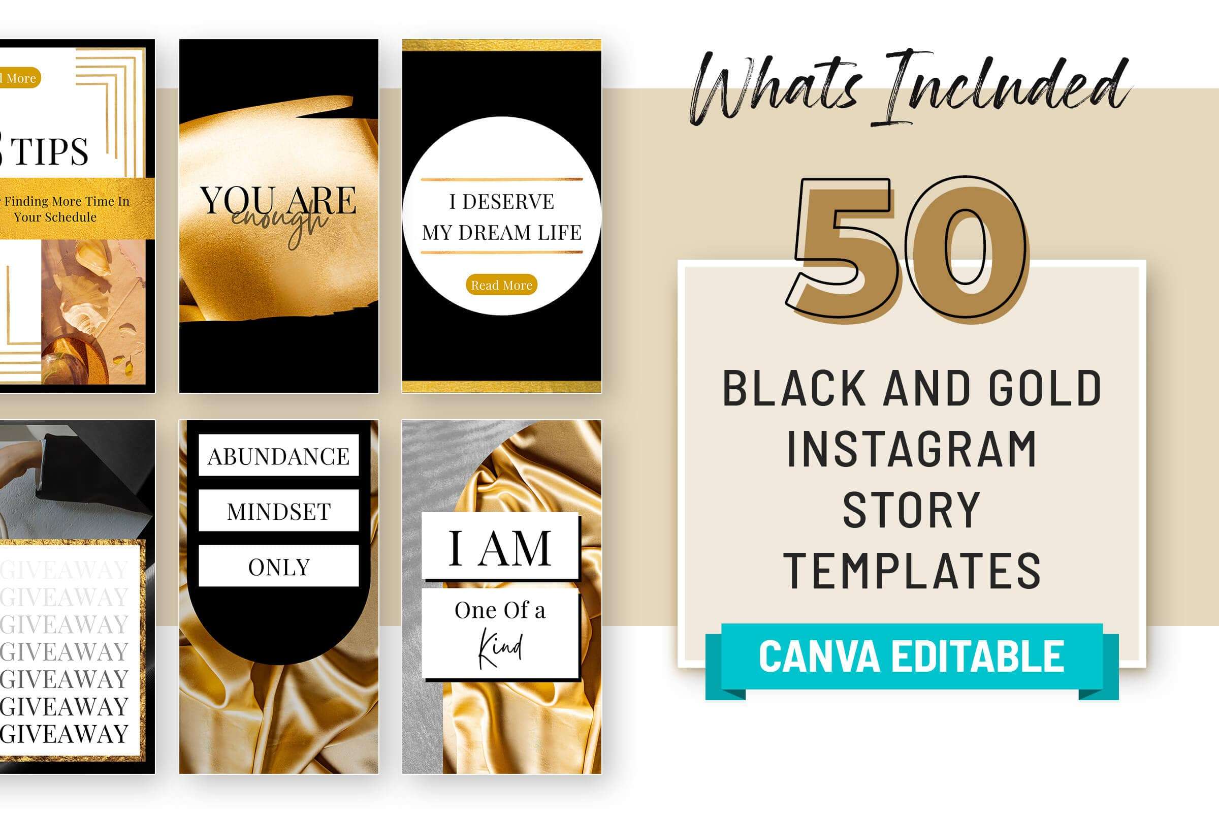 Black & Gold Instagram Canva Story Template | SnapyBiz