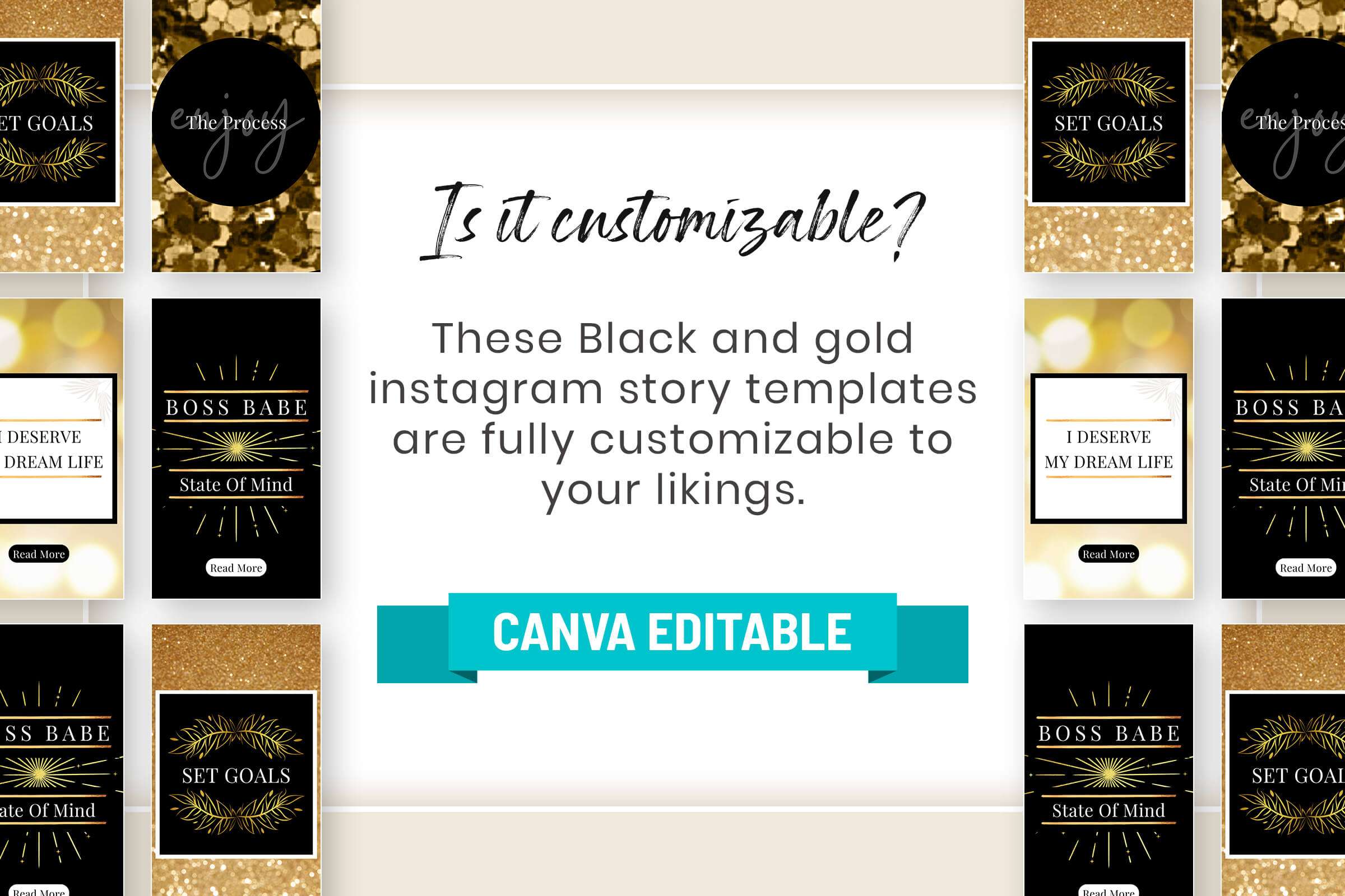 Black & Gold Instagram Canva Story Template | SnapyBiz