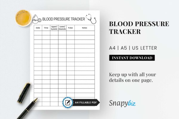 Blood pressure chart, medical tracker, medical vitals (copy)